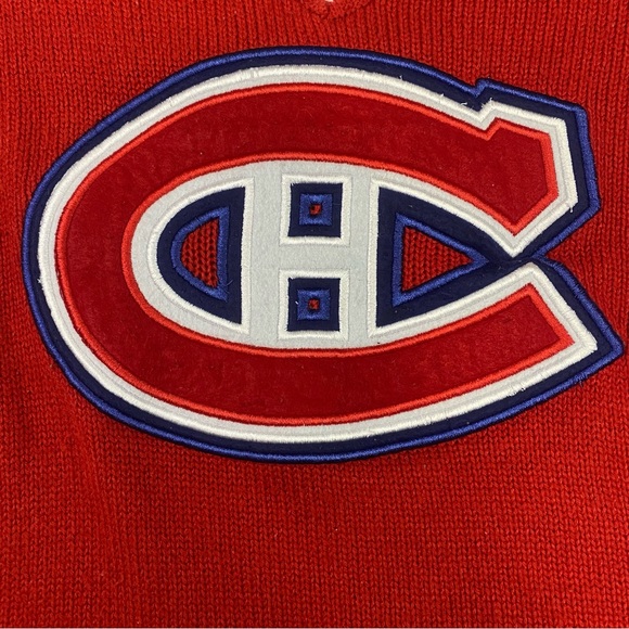 Vintage NHL Montreal Canadiens Knit Sweater Men's XL Red Embroidered Crest Logo - Picture 9 of 12